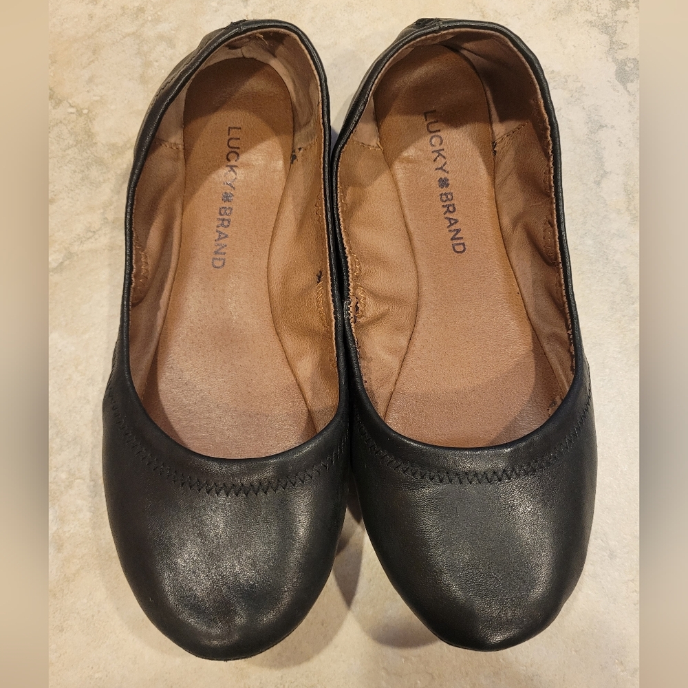 Lucky Brand Black Leather Emmie Ballet Flats